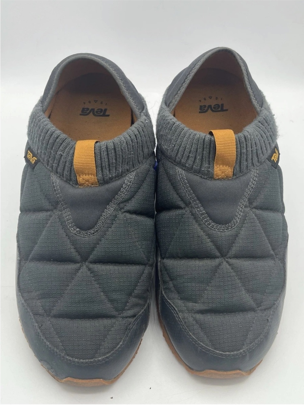 Teva ReEmber Slipper Mens 10 Grey Orange Quilted Slip On shoe 1125472